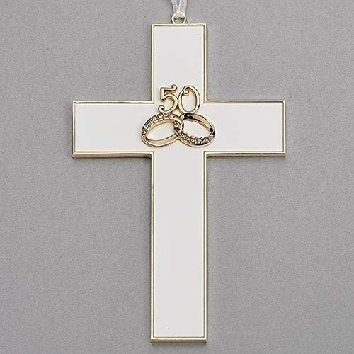 Roman 19365 Wall Cross 50 Rings Anniversary, 7-inch Height