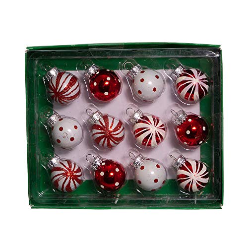 Kurt Adler Polka Dot And Peppermint Stripe Ball Ornament