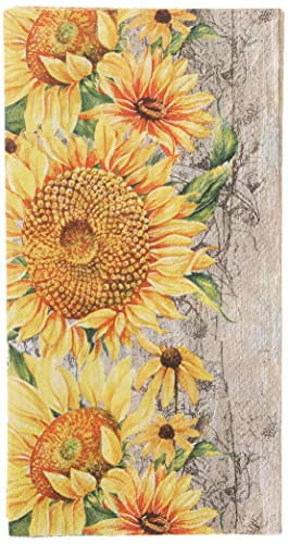Boston International IHR 16-Count 3-Ply Guest Towel Buffet Paper Napkins, 8.5 x 4.5-Inches, Le Tournesol Light Brown