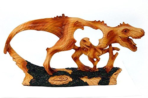 KRZH StealStreet MMD-199 Ss-Ug-Mmd-199, 12" T-Rex Dinosaur Carving Faux Wood Decorative Figurine, Brown