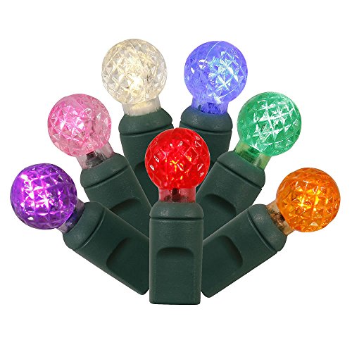 Vickerman 50-Light LED Multicolored Green Wire G12 End Connecting Set with 6-Inch Spacing and 25-Feet Length