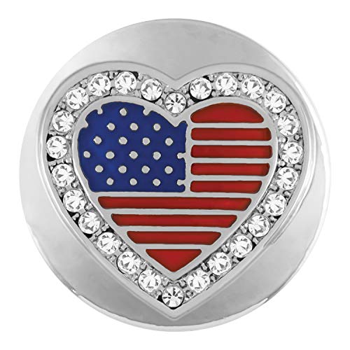 TGB Brands Ginger Snaps USA Heart Accessory | Interchangeable Snap Jewelry Collection | Button Charms for Necklaces, Bracelets & Rings | Standard Size | SN04-50