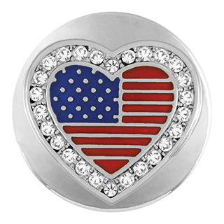 TGB Brands Ginger Snaps USA Heart Accessory | Interchangeable Snap Jewelry Collection | Button Charms for Necklaces, Bracelets & Rings | Standard Size | SN04-50