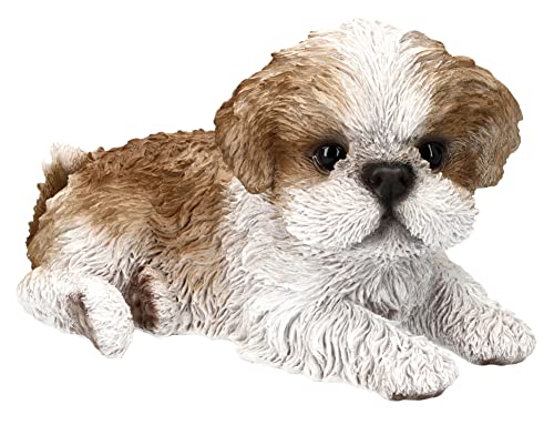 Pacific Trading 5" Shih Tzu Puppy Dog Real Looking Laying Down Cat Collection Figurine
