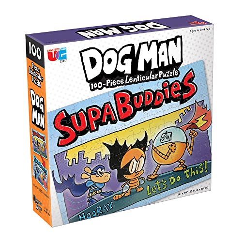 University Games Dog Man Supa Buddies Lenticular 100 Piece Puzzle