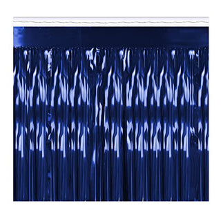 Beistle Metallic Fringe Drape Hanging Curtain, Party Decor, 15" x 10', Blue