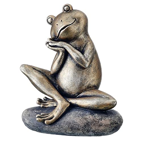 Regency International Resin Dreaming Frog on Stone, 7 Inches, Figurine, Garden, Tabletop Decor