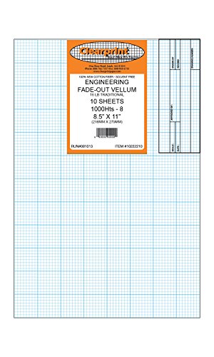 Clearprint 1000H Vellum Sheet 8x8 Grid 11x17