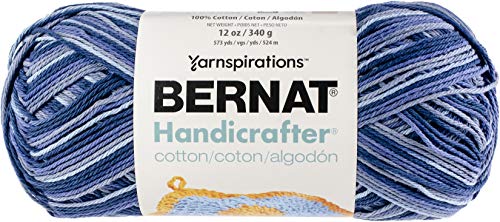 Spinrite Yarns (CA) Bernat Handicrafter Cotton Yarn, Gauge 4 Medium Worsted, Blue Camo