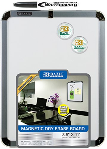 BAZIC Magnetic Dry Erase Board w/ Marker Set. 11” x 17” Magnetic Whiteboard, Marker, and 2 Magnet Set for Home or Office.