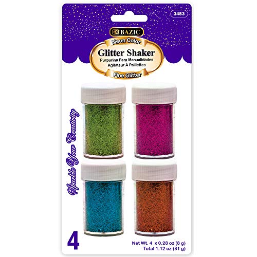 BAZIC 0.28 oz (8g) 4 Neon Color Glitter Shaker