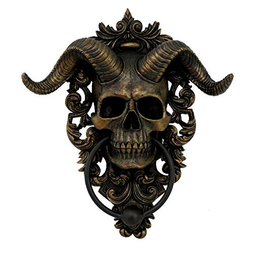 Pacific Trading Giftware Diabolical Horned Skull Door Knocker Wall Plaque Resin Decoration