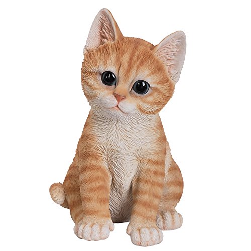 Pacific Trading Giftware Realistic and Cute Orange Tabby Kitten Collectible Figurine Amazing Detail Glass Eyes Hand Painted Resi