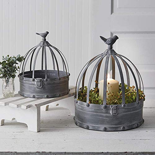 CTW Home Collection 790128 Metal Cloches with Birds, Set of 2
