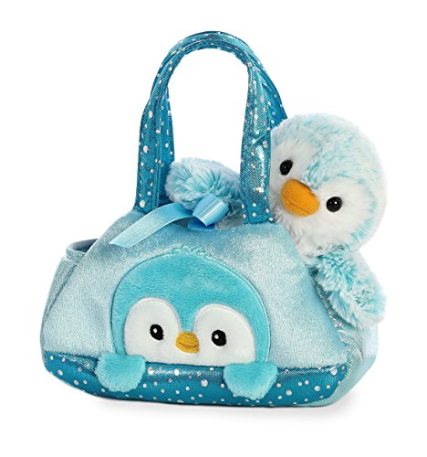 Aurora World Fancy Pals Peek-A-Boo Purse Pet Carrier Pom Pom Penguin, Blue
