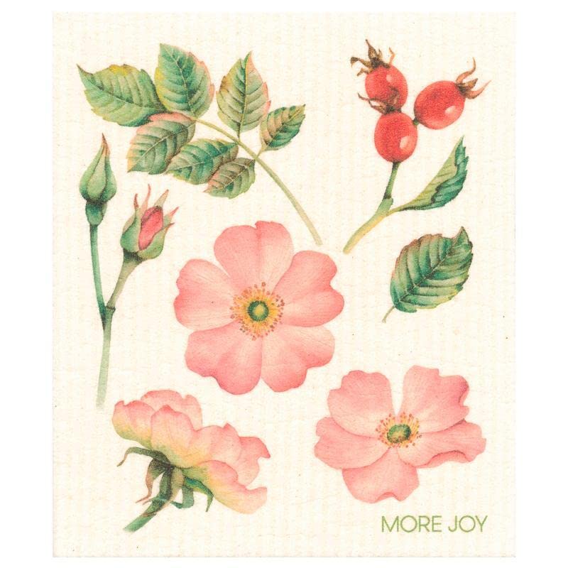 North Ridge Marketing More Joy - Eco-Friendly Swedish Dishcloths, Pack of 2 Garden Theme (Rose Flower)