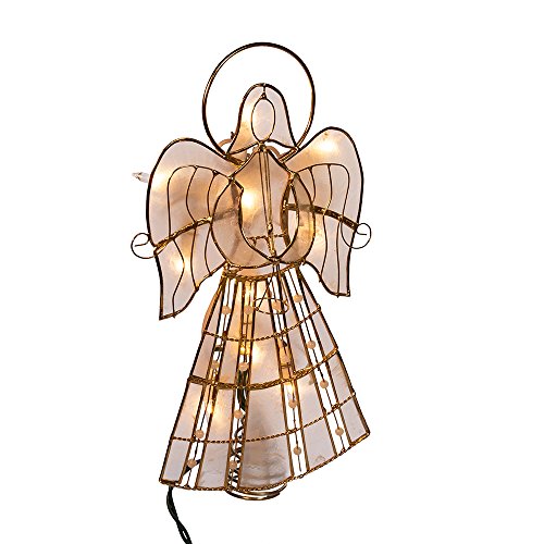 Kurt Adler 10-Light Capiz Angel Treetop with Vines and Pearls, 9.75-Inch