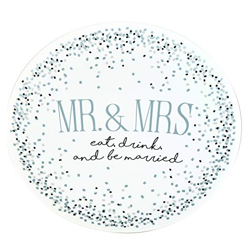 Enesco 6005721 Our Name is Mud Wedding Mrs. Eat Drink and Be Married Platter, 11.25 Inch, Multicolor