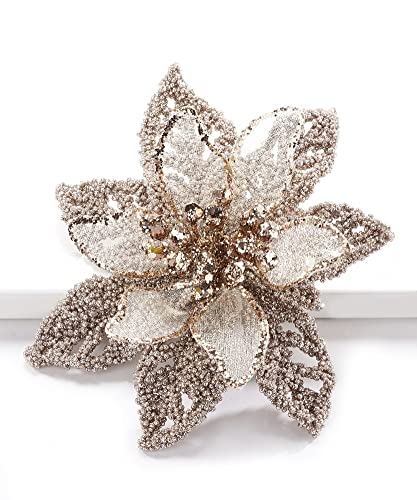 Giftcraft 662758 Christmas Glittering Poinsettia Flower Ornament, 5.5 inch