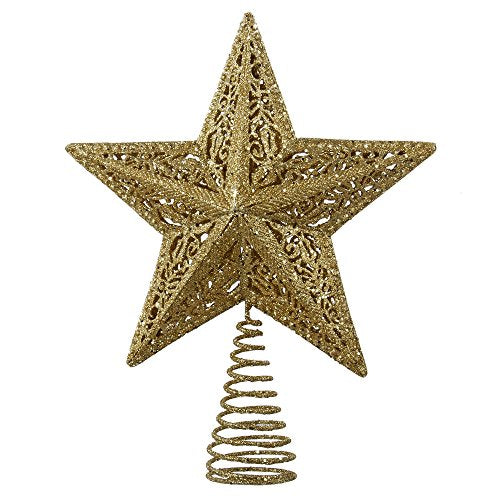Kurt Adler Leaf Star Treetop, 10-Inch, Gold