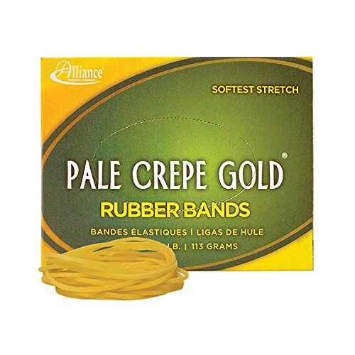 Pens Alliance Rubber 20199 Pale Crepe Gold Rubber Bands Size #19, 1/4 lb Box Contains Approx. 472 Bands (3 1/2" x 1/16", Golden Crepe)