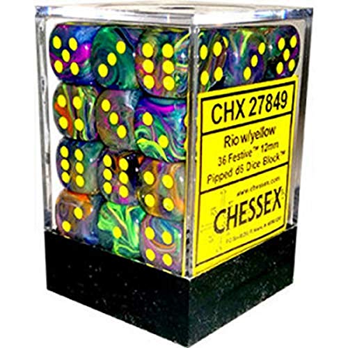 Chessex D6 12mm Rio w/Yellow (36)