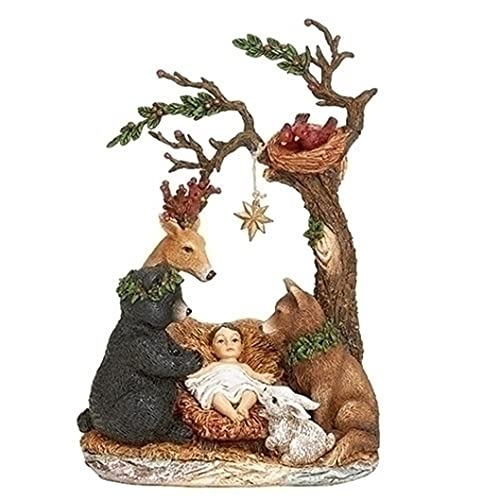 Roman 134291 Baby Jesus and Animals Under Tree and Star, 11-inch Height
