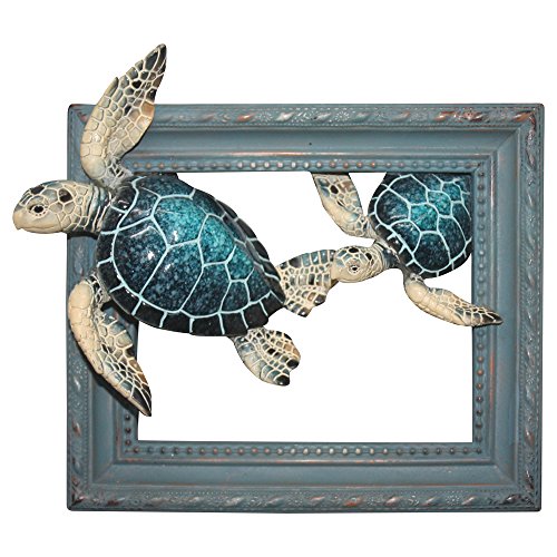 Comfy Hour Ocean Voyage with Sea Turtles Collection 7" Turtle Coastal Ocean Theme Wall Decorative Frame, Polyresin