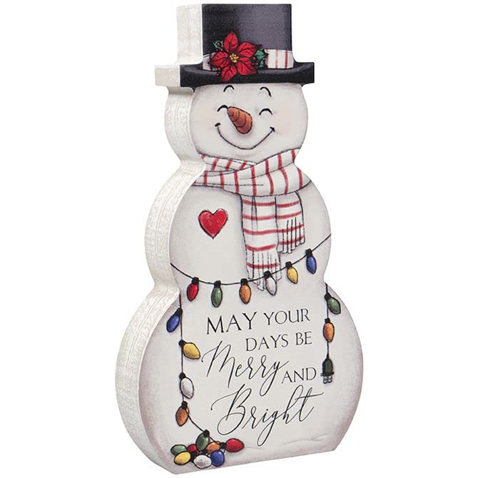 Carson Home Accents Merry and Bright Snowman Table Décor, 9-inch Height