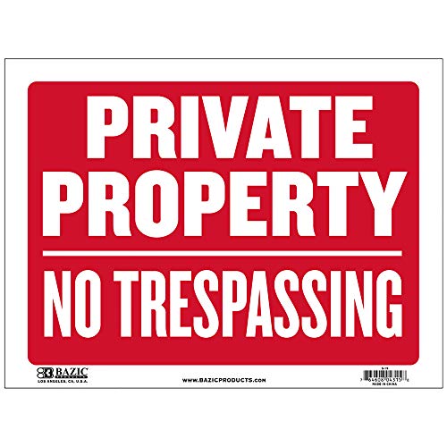 BAZIC 9" X 12" Private Property No Trespassing Sign, Warning Keep Out Restricted Area Authorized Home Store Plastic Signs, Waterproof Indoor Outdoor Signage on Wall Door Border, 1-Pack