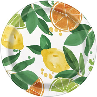 Unique Industries Unique 16485 Plates-23 cm-Citrus Fruit Summer Party-8 Count (Pack of 1), Multicolour, Large Paper Plates