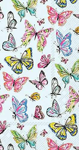 Boston International IHR 3-Ply Paper Napkins Rosanne Beck Collections, 16-Count Guest Size, Butterfly Medley