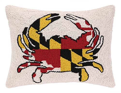 Peking Handicraft Red White Yellow and Black Crab Polyfill Decorative Hook Throw Pillow, 18-inch Length, Home Decoration