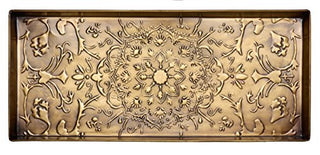 Larry Traverso Star Medallion Pattern Metal Boot Tray, 30 x 13 inches, Antique Brass Finish