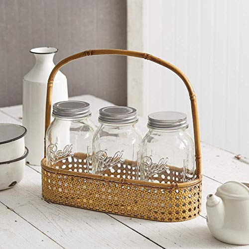 CTW Home Collection 770436 Three Jar Metal Bamboo Caddy, 12.25-inch Length