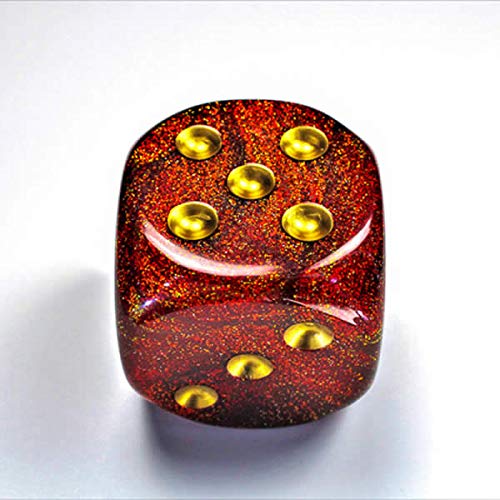 Ruby Glitter Die with Gold Pips D6 50mm (1.97in) Pack of 1 Chessex