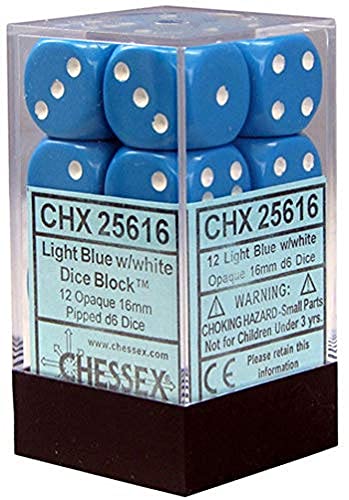 Chessex 25616 Opaque 16mm d6 Dice Block, Multicolor