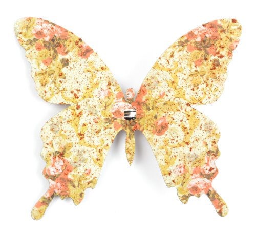 Midwest Design Touch of Nature 1-Piece Layer Me Swallowtail Butterfly Clip for Decoration, 4-Inch, Beige/Purple/Pink Print with Copper Glitter