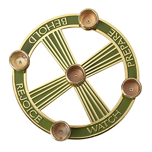 Christian Brands 7 Inch Dia Advent Candleholder Advent Wreath Brass with Gold Electroplating