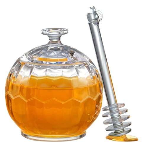 Prodyne Honey Please Acrylic Honey Jar with Dripper, Clear