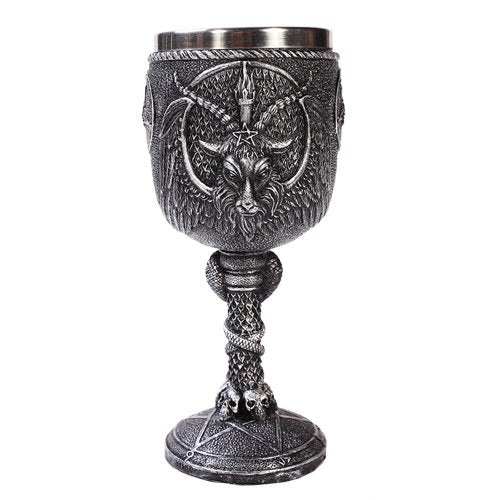Pacific Trading Giftware Satanic Cult Baphomet Wine Goblet Made of Polyresin with Stainless Steel Rim