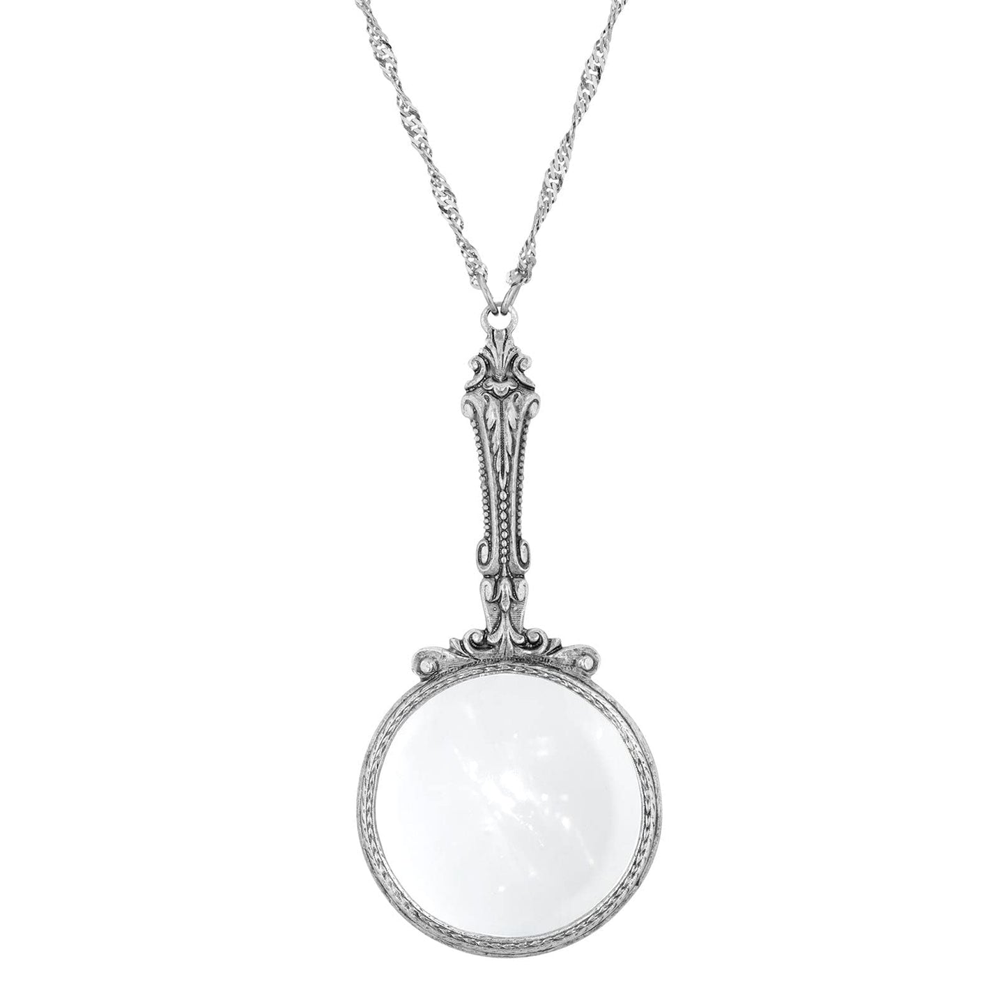 1928 Jewelry Magnifying Glass Pendant Necklace 28 Inch Long - Magnification Power: 2X