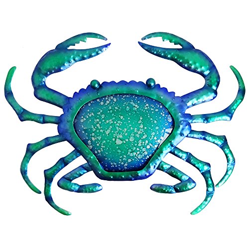 Comfy Hour Under The Sea Collection 10" Blue Metal Art Crab Wall Decor