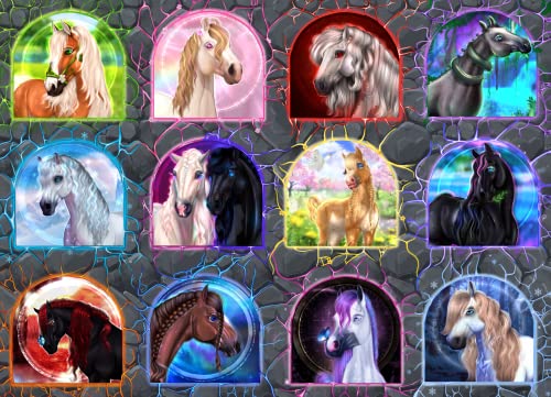Brain Tree - Magical Horses 1000 Piece Puzzle for Adults - Unique Puzzles for Adults 1000 Pieces and up with Droplet Technology for Anti Glare & Soft Touch - 27.5”Lx19.5”W