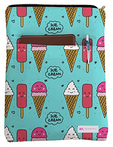 Shelftify Ice Cream Book Sleeve - Book Cover for Hardcover and Paperback - Book Lover Gift - Notebooks and Pens Not Included