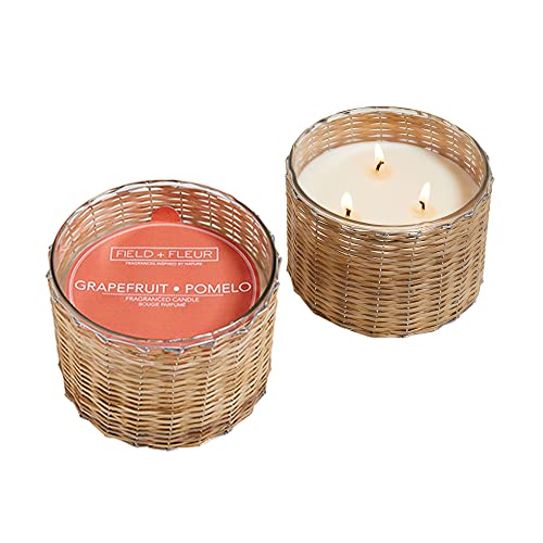 Grapefruit Pomelo Field + Fleur Reed 3-Wick Handwoven 21 oz Scented Jar Candle