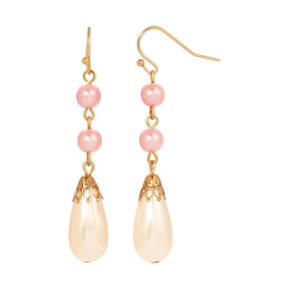 1928 Jewelry Raspberry & Champagne Teardrop Fashion Pearl Linear Earrings