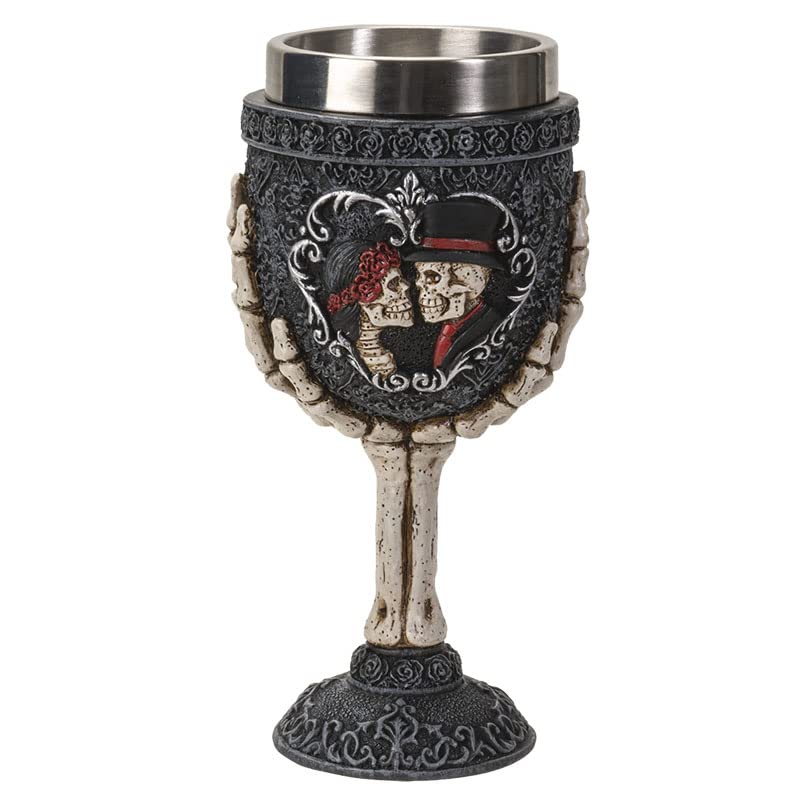 Pacific Trading Giftware Skeleton Couple Goblet, 7-inch Height, Resin