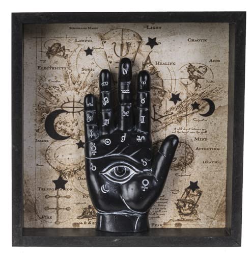 Pacific Trading Giftware Chiromancy Hand Psychic Eye Palmistry Wall Plaque, Black 7.87Ó Tall