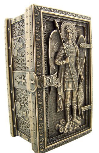 Unicorn Studio Archangel Saint St Michael Cold Cast Bronze Rosary Relic or Keepsake Case Framed Trinket Box